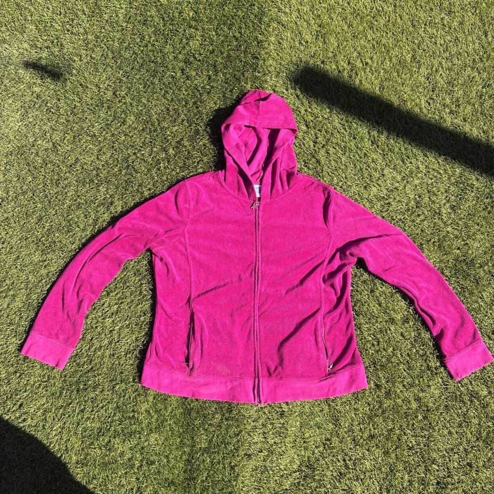 DG2 by Diane Gilman Women's Size Large Pink Zip Up Hoodie Jacket Y2K 90s